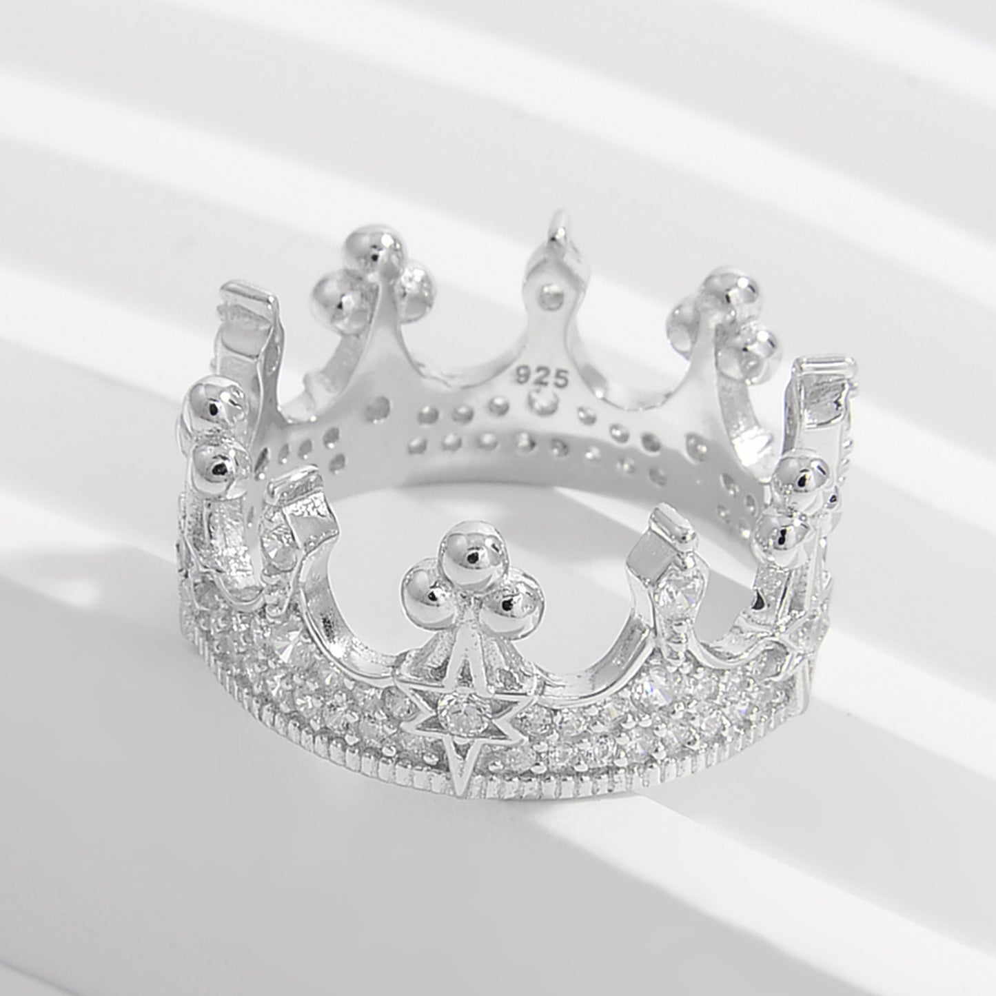 'Imperial Crown' Shape Zircon 925 Sterling Silver Ring
