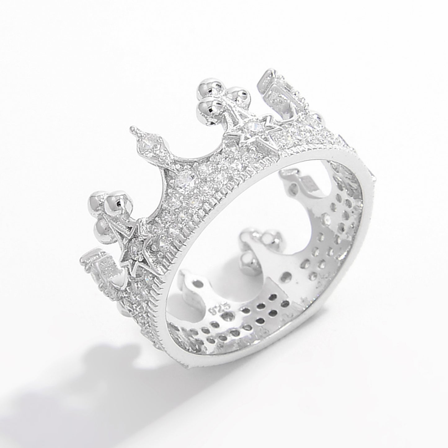 'Imperial Crown' Shape Zircon 925 Sterling Silver Ring
