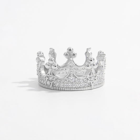 'Imperial Crown' Shape Zircon 925 Sterling Silver Ring