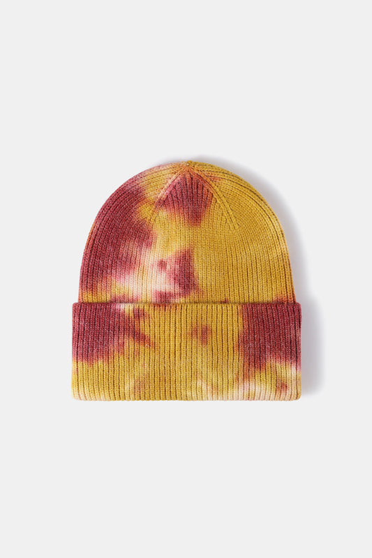 Tie-Dye Cuffed Rib-Knit Beanie Hat